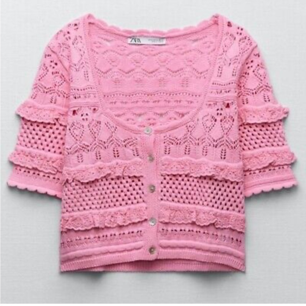 Zara pointelle knit cardigan